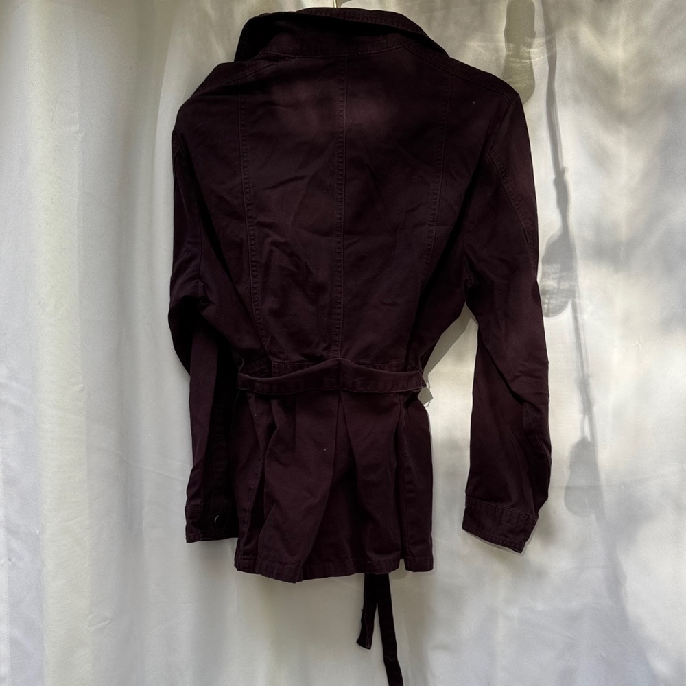 Women's Belted Jean Jacket - Dark Purple - Picture 4 of 4